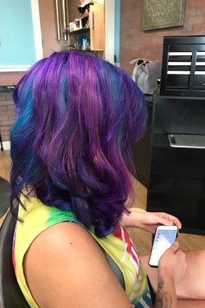 blue purple hair color Izzys Chair Salon Albuquerque