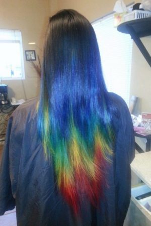rainbow hair color Izzys Chair Salon Albuquerque